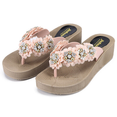 

Rose Women Breathable Lightweight Sandal Thick-Soled Wear-Resistant Flower Flip Flops