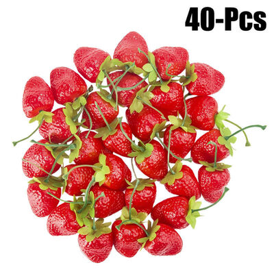 

40 Pcs Artificial Strawberries Lifelike Fruits Party Kitchen Home Ornament Decor