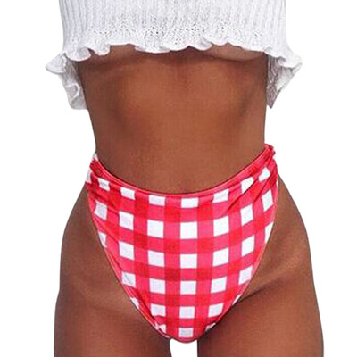 

Roseonmyhand Women Bikini Set Plaid Swimwear Push-Up Padded Bandage Bra Red Swimsuit