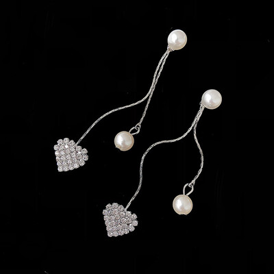 

Drop Earrings Women Ethnic Style Retro Heart Pearl Pentagram Long Wild Jewelry Alloy Stud Rhinestone Earrings Pendientes