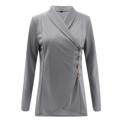 

2019 Women Casual Slim Coat Buttons Irregular Cardigan Long Sleeve Outwear SXL