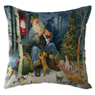 

Tailored Christmas Snow House Pillow Case Linen Sofa Throw Cushion Cover Home Decor