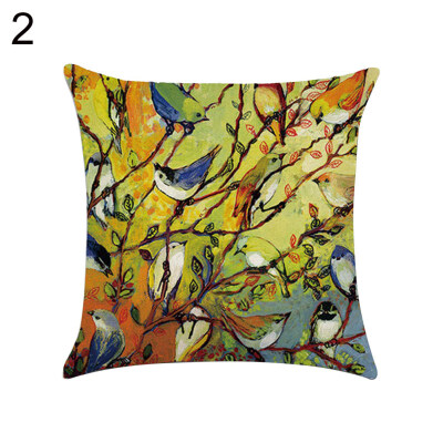 

Branch Bird Linen Throw Pillow Case Protector Cushion Cover Sofa Home Decor