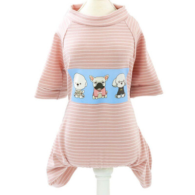 

Soft Cotton Dog Pajamas Striped Small Dogs Jumpsuit Puppy Cats Coat