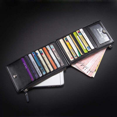 

Business Men Leather Coin Pocket Zipper Long Wallet ID Credit Card Holder Purse