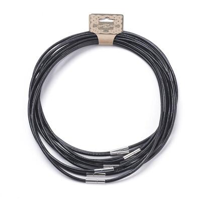 

Cowhide Leather Cord Necklace Makings with 304 Stainless Steel Clasps Stainless Steel Color Black 181"46cm
