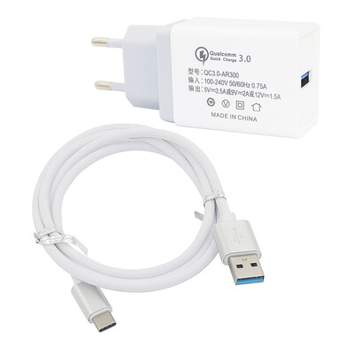 

Minismile QC30 18W Universal Travel EU Plug Quick Charge USB Power Adapter Wall Charger with USB 31 Type-C Cable