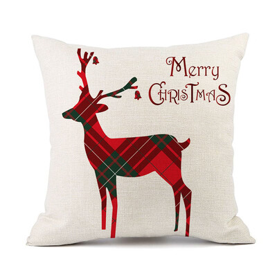 

18 X 18 Inch New Creative Christmas Flax Pillow Case Red Plaid Holiday Sofa Cushion Cover Decor 2020