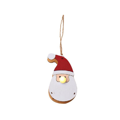 

Christmas Luminous Wood Doll Pendant Santa Snowman Elk LED Light Wood Widgets Festival Decoration Christmas Tree Decoration