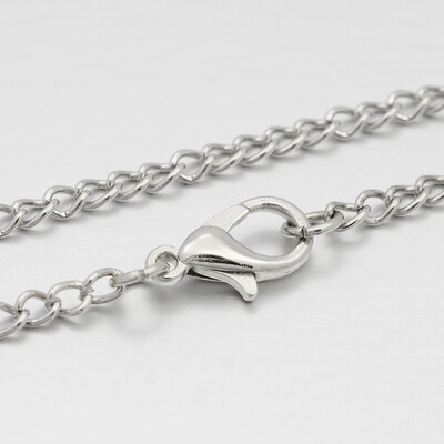 

Iron Twisted Chain Necklace Makings with Alloy Lobster Claw Clasps Platinum 291"