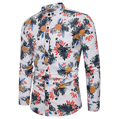 

Pineapple Flower Print Long Sleeve Shirt