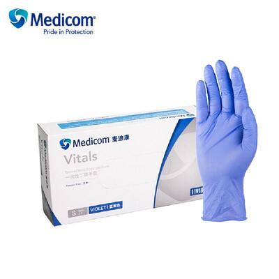

Medicom 1191D 100Pcs Disposable Nitrile Rubber Glove Powder Free Strong Stretchy Gloves Pockmark Fingertip for Laboratory Testing