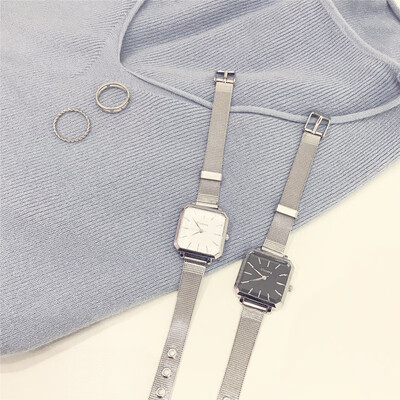 

Chic simple Hyunya style watch female temperament waterproof ins retro fashion literature&art square womens atmosphere
