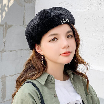 

Spring&Autumn Beret New Baitao Japanese Trellis Letter Bei Bud Cap Korean Chao Autumn Winter Literature Pumpkin Cap