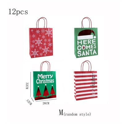 

Christmas Element Cowhide Gift Paper Bag Four-Color Mixed Hair Package 12 Creative Full-Featured Portable Wear-Resistant