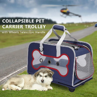 

Dog Carrier Trolley with Wheels Telescopic Handle Collapsible Pet Travel Bag Breathable for Dogs Cats