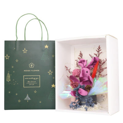 

Wishing Light Rabbit Decor Light Dry Flowers Gift Box Home Garden Festive Party Supplies Artificial Decorations