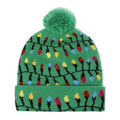 

Unisex LED Colorful Lighted Christmas Beanie Hat Knitted Cap Santa Claus Antler Snowflake Party Cap -3 Flashing Modes