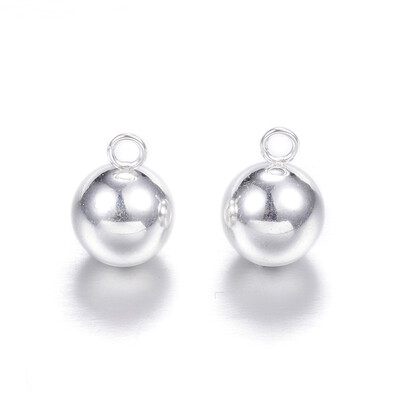 

304 Stainless Steel Charms Round Silver 11x8mm Hole 2mm