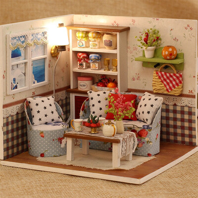 

Tailored Wooden Doll House DIY Miniature Model Puzzle Dollhouse Furnitures Kids Toys Gift
