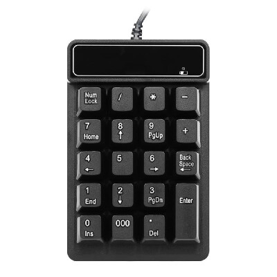 

USB Wired Numeric Keypad Mechanical Feel Number Pad Keyboard 19 Keys Water-proof for Laptop Desktop PC Notebook Black