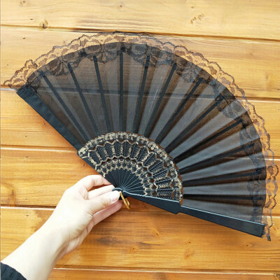 

Siaonvr Chinese Style Lace Hand Held Folding Fan Dance Party Wedding Decor