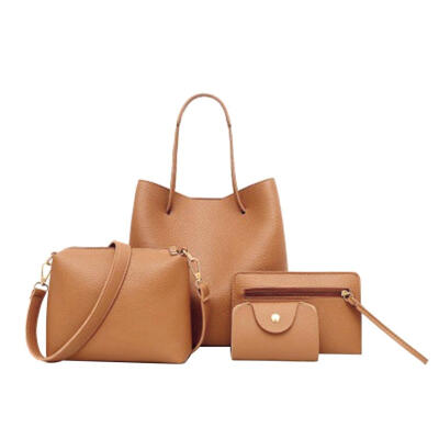 

4pcsset Litchi Pattern Women PU Leather Shoulder Crossbody Handbags Clutch
