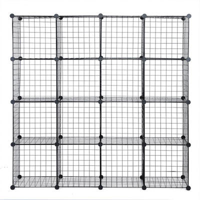 

Greensen 16 Cube Black Steel Mesh Storage Cabinet Shelving Rack Shelf Bookcase Home Organizer