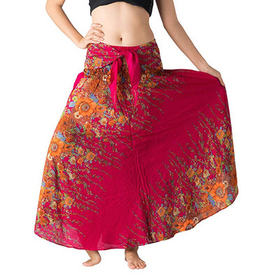 

Roseonmyhand Women Long Hippie Bohemian Gypsy Boho Flowers Elastic Waist Floral Halter Skirt