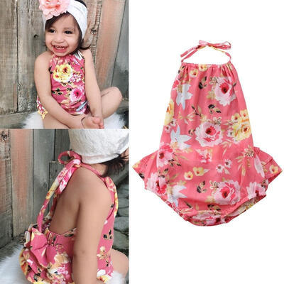 

Casual Toddler Baby Girl Romper Floral Bodysuit Sunsuit Summer Outfits One Piece 0-24M