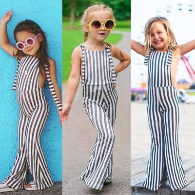 

Toddler Kids Baby Girls Stripes Brace Pants Overalls Jumpsuit Romper Outfits