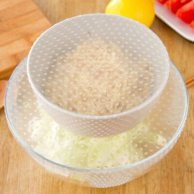 

3pcs Reusable Transparent Silicone Wrap Seal Vacuum For Food Fresh Kitchen