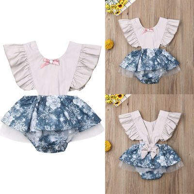 

Newborn Baby Girls Clothes Ruffle Romper Snowflake Lace Dress Holiday Outfit