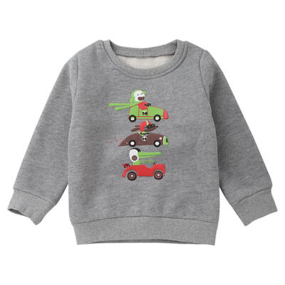 

Fashion Thick Long Sleeve Cartoon Car O-Neck Sweatshirt Boys Kids Clothes