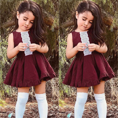 

Toddler Baby Sister Girls Sleeveless Vest Lace Princess Dress Backless Dresses