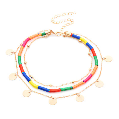 

Beautiful Sequins Multi Layer Pendant Short Necklace Women Choker Jewelry