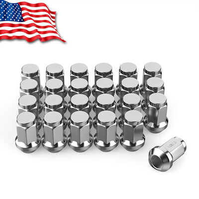 

24 Chrome Bulge Acorn 14x15 Lug Nuts Closed for Chevy Gmc 6x55 Toyota Cadillac