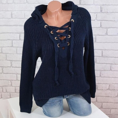 

Gobestart Womens Fashion AutumnWinter Long Sleeve Hooded Pullover Knitted Sweaters Tops