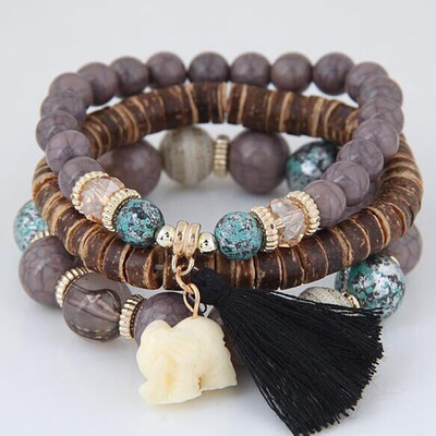 

Woman Beach Jewelry Bohemian Shell stone Bracelet Multilayer Beads Strand