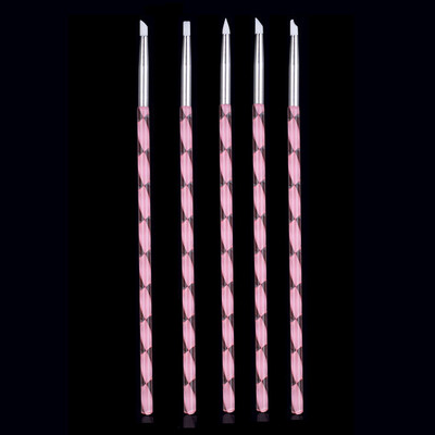 

〖Follure〗5 Pcs Pencil Spiral Nail Art Brush Nail Silicone Brushes With Acrylic Strap