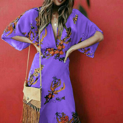 

Women Summer Boho Long Maxi Dress Cocktail Party Beach Dresses Slit Sundress