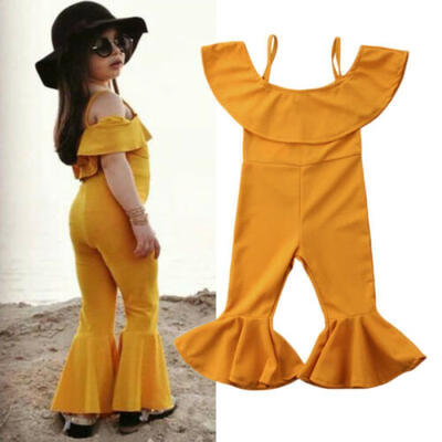 

US Toddler Baby Girl Romper Jumpsuit Bodysuit Bell Bottom Pants Outfit Clothes