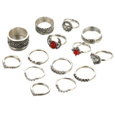 

Handmade 14 Turquoise Red White Sets&Style Rings