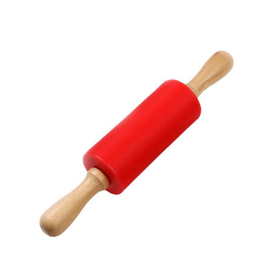 

Gobestart Wooden Handle Silicone Rollers Rolling Pin Kid Kitchen Cooking Baking Tool