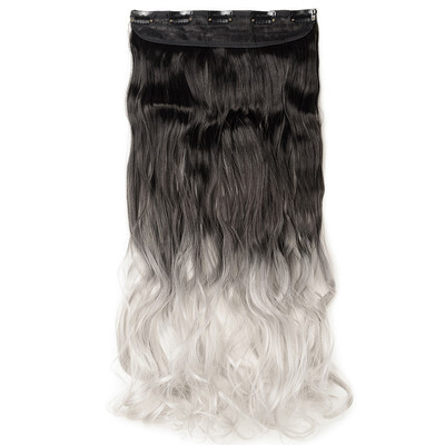 

Ombre Synthetic Fiber Clips in on Hair Extension 34 Full Head One Piece 5 Clips Long Silky Curly Wavy
