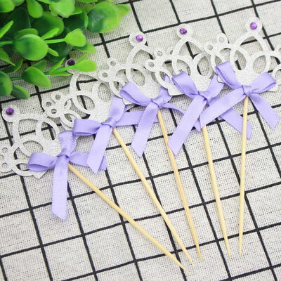 

Gobestart 10Pcs Glitter Crown Princess Baby Shower Cupcake Handle Decoration