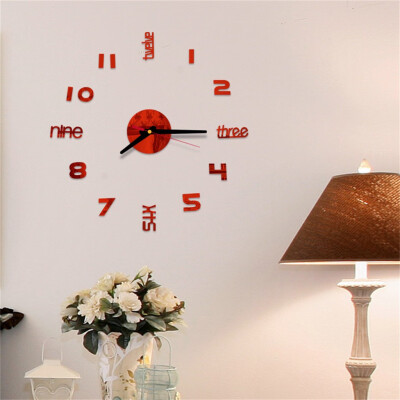 

Siaonvr 3D DIY Roman Numbers Acrylic Mirror Wall Sticker Clock Home Decor Mural Decals