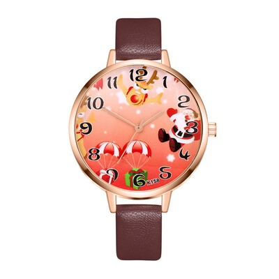 

Hour Clock Watch Women relogio masculino New Christmas Old man Pattern Leather Band Analog Quartz Vogue Watches Dropshipping &Ff