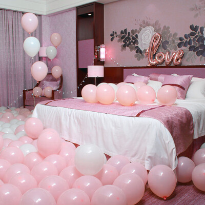 

Gong Xun 100 Pack Balloon New House Wedding Supplies Romantic Marriage Balloon Wedding Room Festive Wedding Arrangement Birthday Opening Scene Decoration Round Pink White Set Inflator