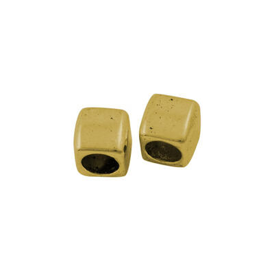 

European Style Beads Cube Lead Free Nickel Free & Cadmium Free Antique Golden Color Size about 6mm long hole 4mm